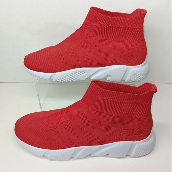 FILA Men's Red Knit High Top Sock Sneakers Size 10 Slip-On Lightweight Athletic - Picture 2 of 8